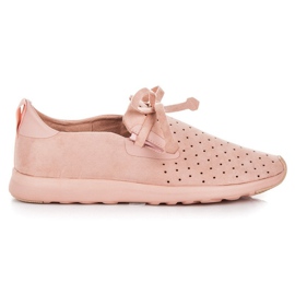 Kylie Slipons en daim ajouré rose