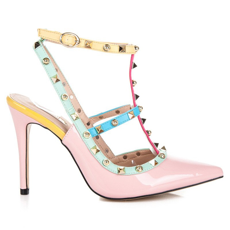 Vices Sandales colorées sur un étau à talons hauts rose Vices Sandales colorées sur un étau à talons hauts rose