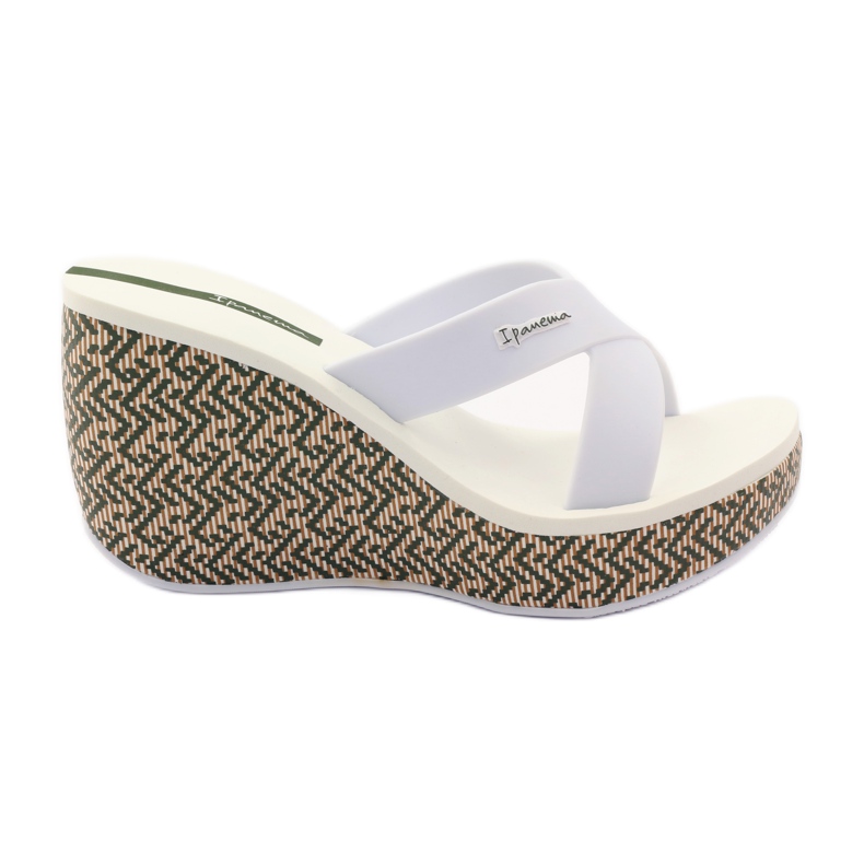 Chaussons compensés femme Ipanema 82288 blanche brun vert