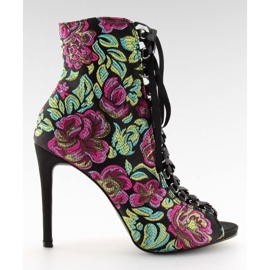 Bottines orientales à lacets NOIR / FUSHIA jaune vert violet le noir
