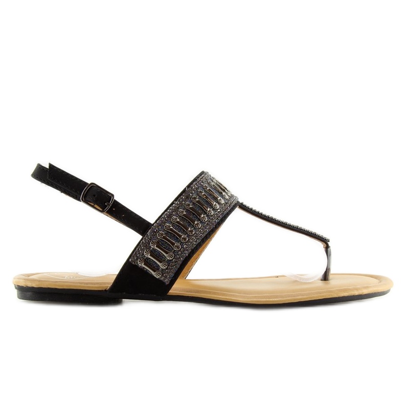 Sandales noires avec pierres noires 6700 Black le noir
