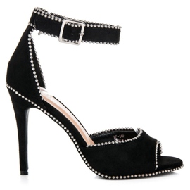 Seastar Sandales en daim sur un talon haut noir