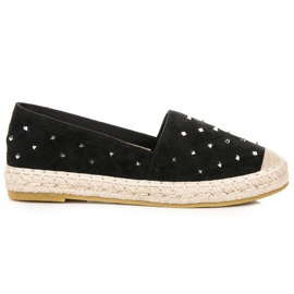 Coura Espadrilles en daim matelassé noir