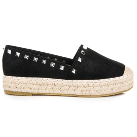 Coura Espadrilles en daim sur la plateforme noir