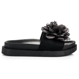Seastar Chaussons femme Fleurs le noir