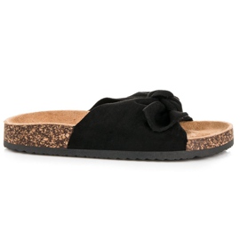 Queen Vivi Babouches en daim à nœud noir