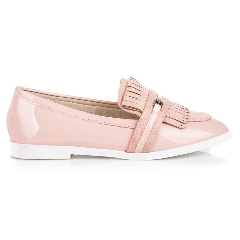Ideal Shoes Mocassins laqués poudre rose