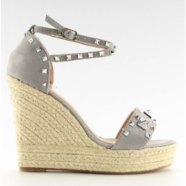 Gris Espadrilles à semelles compensées gris 100-862SC gris