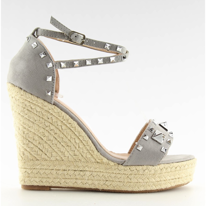Gris Espadrilles à semelles compensées gris 100-862SC gris
