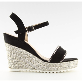 Sandales noires espadrilles à semelles compensées noires 6823 Black le noir