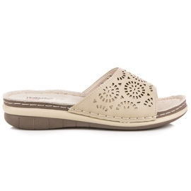 Hasby Chaussons femme ajourés brun