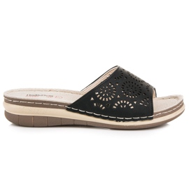 Hasby Chaussons femme ajourés noir