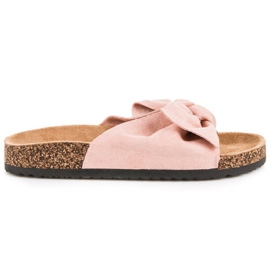 Queen Vivi Babouches en daim à nœud rose