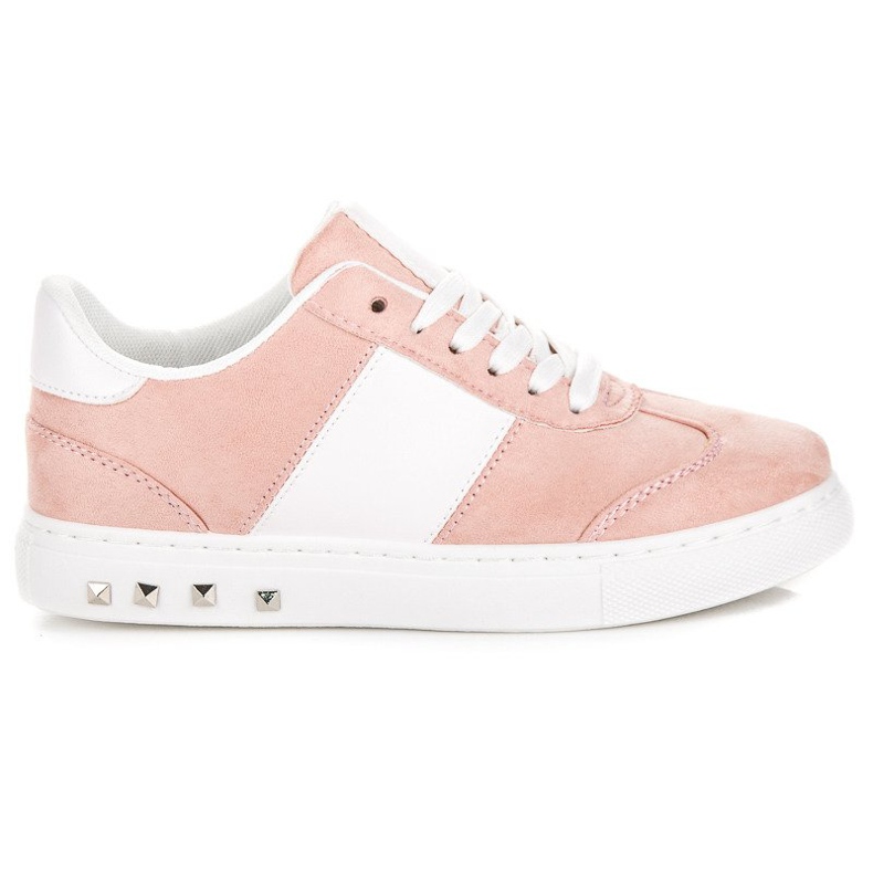 Baskets de sport en daim blanche rose