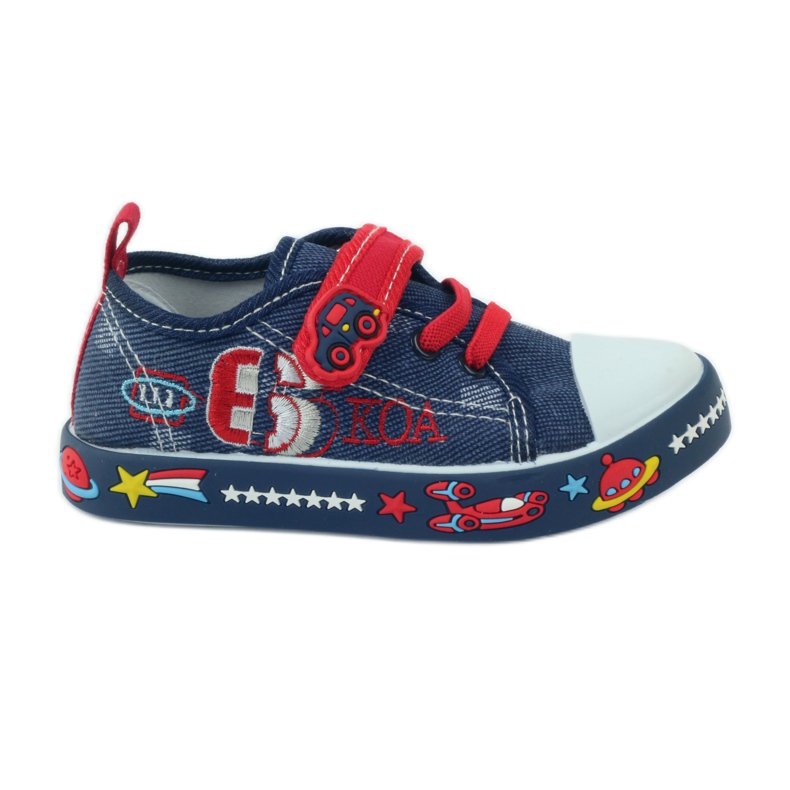 American Club Baskets à semelle intérieure en cuir américain bleu marin rouge