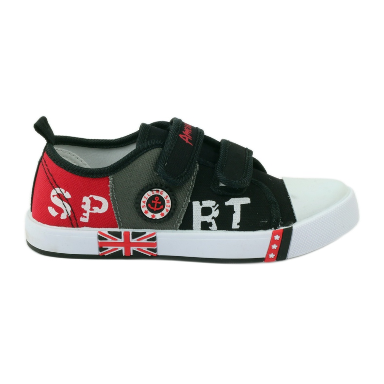 American Club Baskets américaines en cuir pour enfants rouge gris le noir