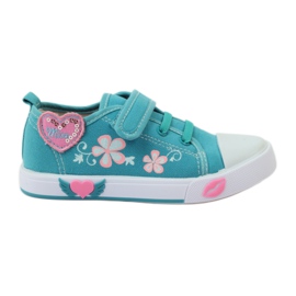 American Club Baskets American Heart avec semelle intérieure en cuir vert bleu
