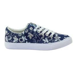 Baskets en denim pour femme avec paillettes American clublh18 bleu marine