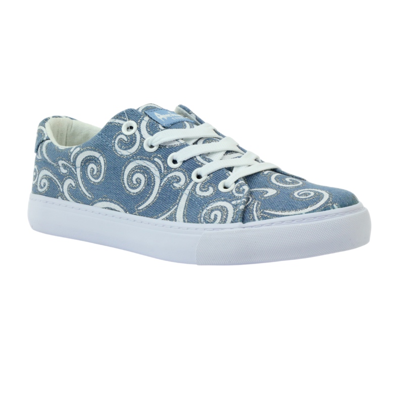 Baskets American Club LH en denim avec paillettes bleu gris