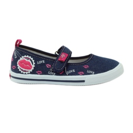 American Club Baskets à la bouche avec une semelle intérieure en cuir américain bleu marine rose