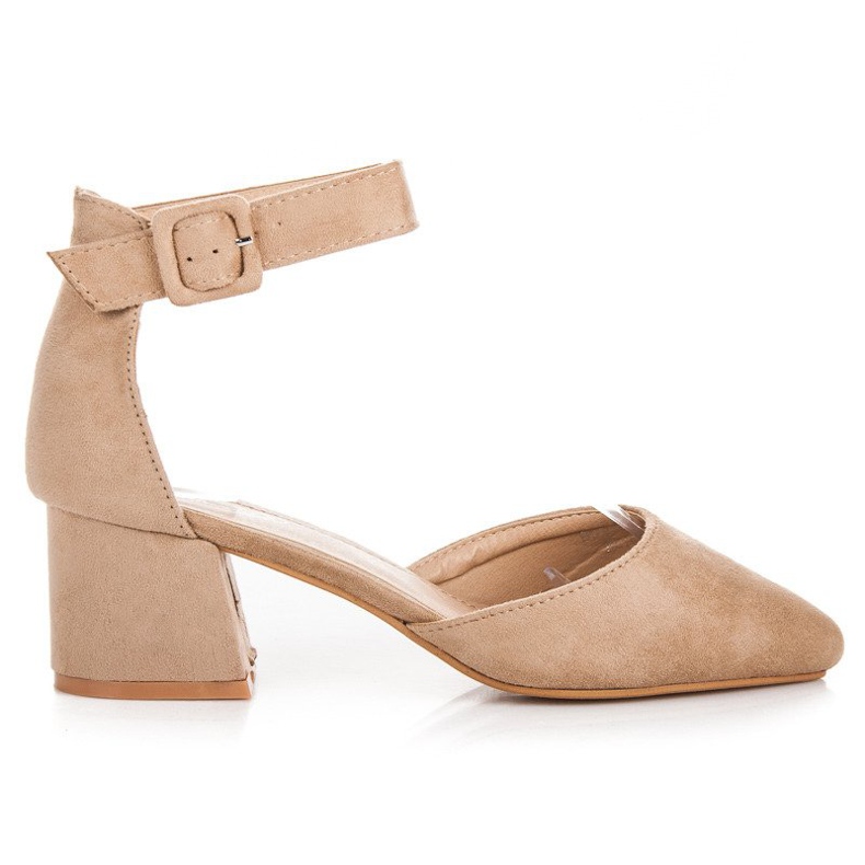 Sandales petit talon en daim brun