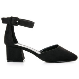 Sandales petit talon en daim noir