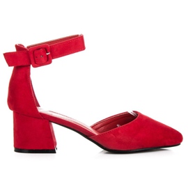 Sandales petit talon en daim rouge