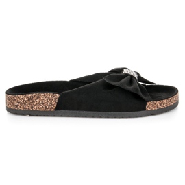 Queen Vivi Chaussons en daim élégants le noir