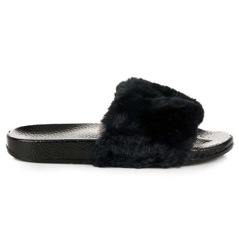 Chaussons Noirs Avec Fourrure le noir Chaussons Noirs Avec Fourrure le noir