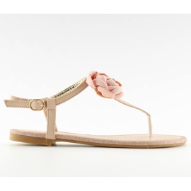 Sandales Tongs avec rose T314P Rose