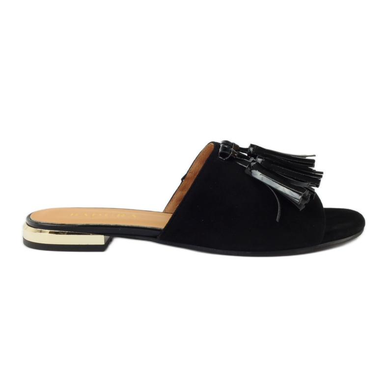 Noir Chaussons à franges Badura 5133 noir le noir jaune