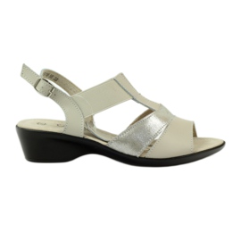 Filippo Sandales compensées en cuir confortables beige argent Filippo Sandales compensées en cuir confortables beige argent