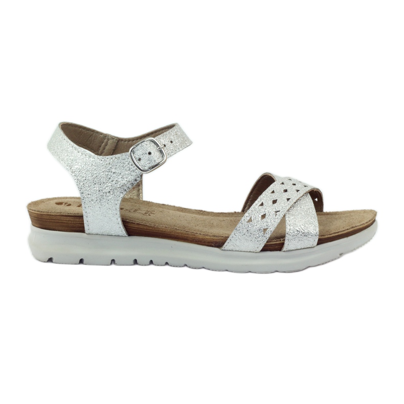 Sandales en cuir Inblu 038 insert argenté gris