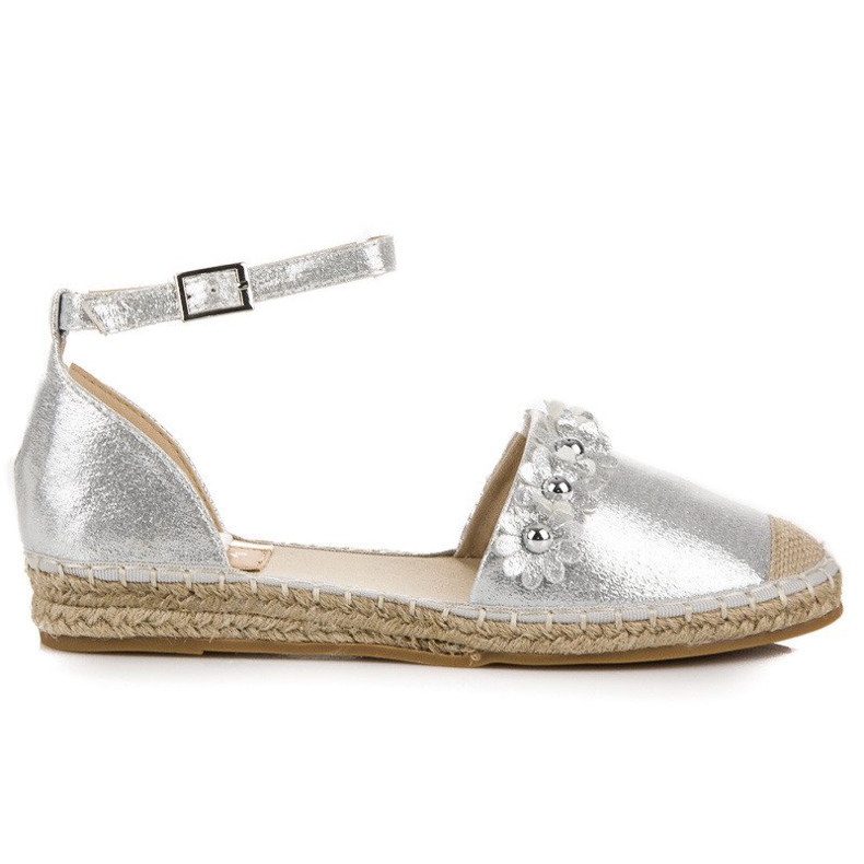 Anesia Paris Sandales espadrilles argentées gris