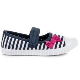Baskets velcro pour mckeylor blanche bleu marin