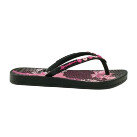 Ipanema 82387 tongs fleuries noir rose