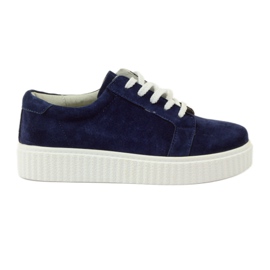 Chaussures Creepers en cuir Filippo 036 bleu marin