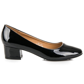 Lovery Escarpins en cuir verni à petits talons le noir