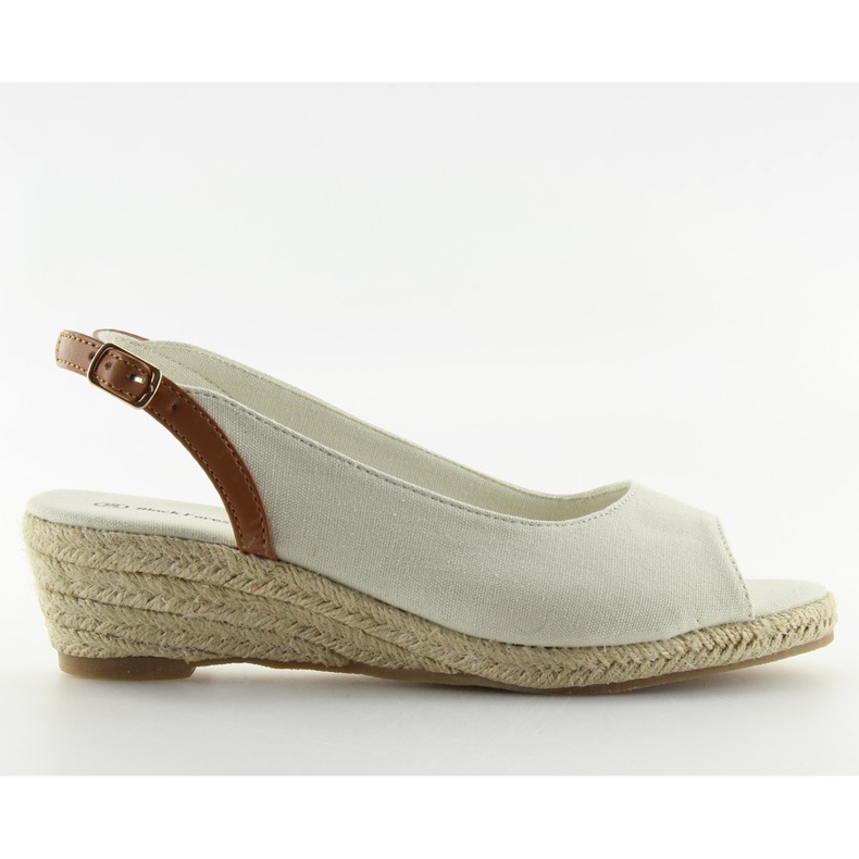Espadrilles beiges beiges sur petit talon compensé