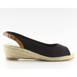 Espadrilles noires sur petit talon compensé le noir