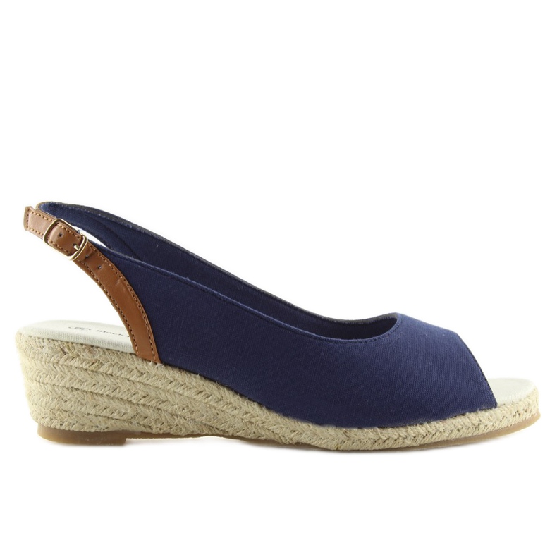 Espadrilles bleu marine et bleu marine sur petit talon compensé