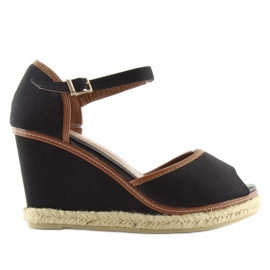 Sandales compensées noires AF-74 noir