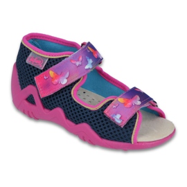 Befado chaussures pour enfants jaunes 242P064 bleu marine rose