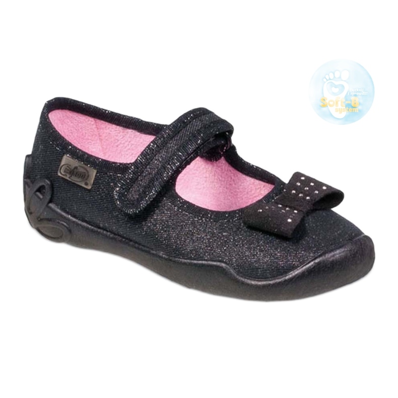 Ballerinas pour enfants de Befado 114x240 avec un arc dans les paillettes le noir