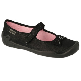 Ballerinas pour enfants de Befado 114y240 avec un arc dans les paillettes le noir