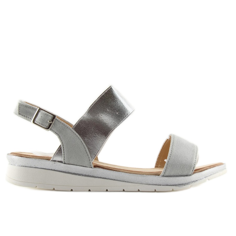 Sandales argentées pour femmes A-04 argent gris