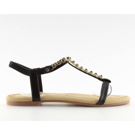 Sandales noires avec zircons cubiques AS10875 Noir le noir