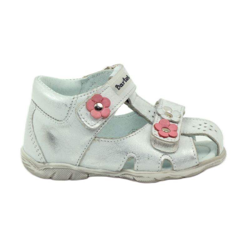 Sandales Bartuś pour velcro avec des fleurs en argent Sandales Bartuś pour velcro avec des fleurs en argent