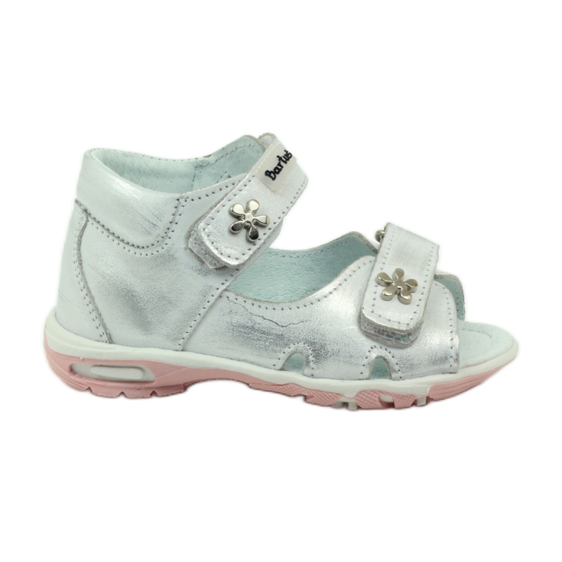 Bartuś Sandales de filles flexibles pour le velcro argenté-métallique