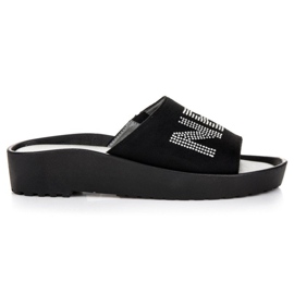 VINCEZA Pantoufles en Daim Noir